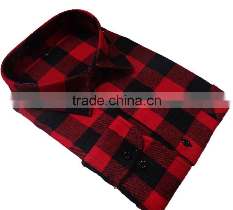 2017 latest fashion big check flannel shirt for men