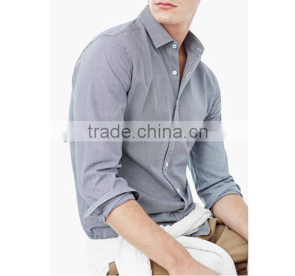 Modern slim grey 100% cotton casual shirt for man