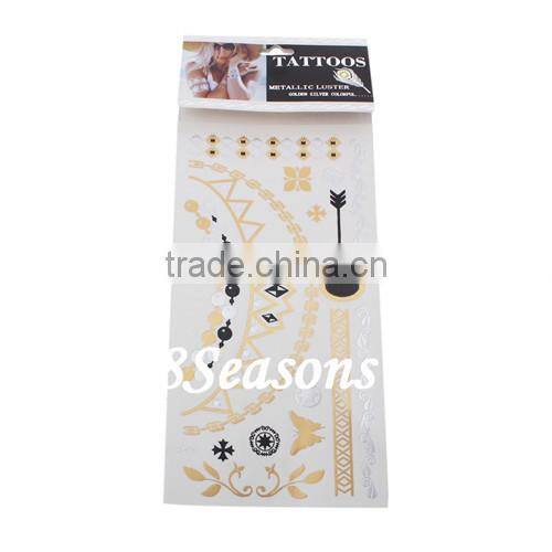 Custom Available Arrow Pattern Gilding Water Transfer Printing Waterproof Paper Temporary Tattoos Sticker