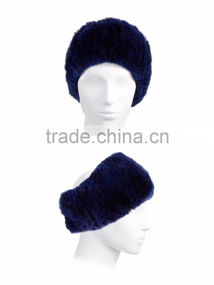 YR169A Top quality Real Rex Rabbit Fur Elastic Headband Snood two way Soft Touch Rabbit Fur Headband/Collar