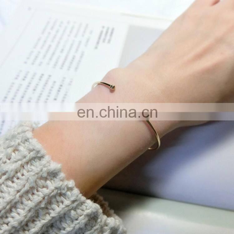 Gold Silver Simple Bangle Open Cuff Women Stretch Bangle Bracelet