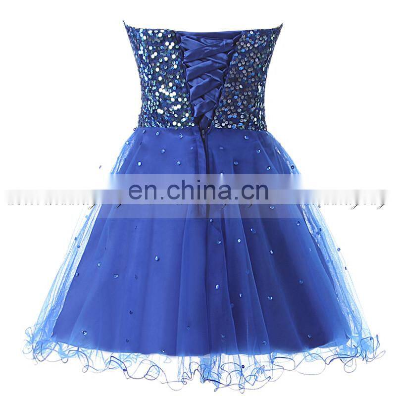 Latest Youthful Sweetheart Sleeveless Lace-up Tulle Sequins Mini Homecoming Dresses SD032