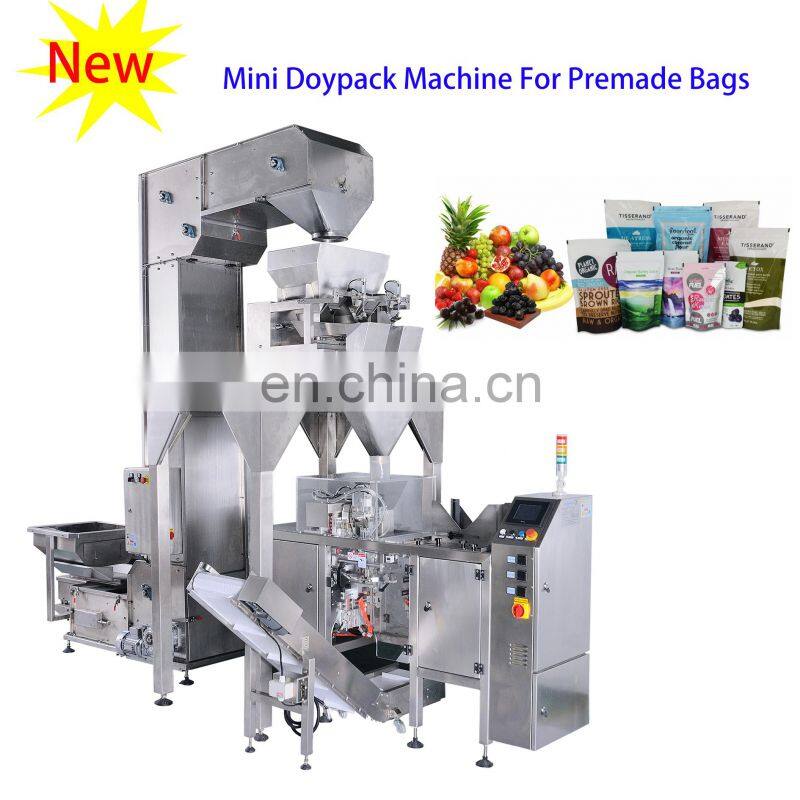 Low Cost Twin Full Automatic Doypack Ziplock Bag Stand Up Pouch Packing Machine