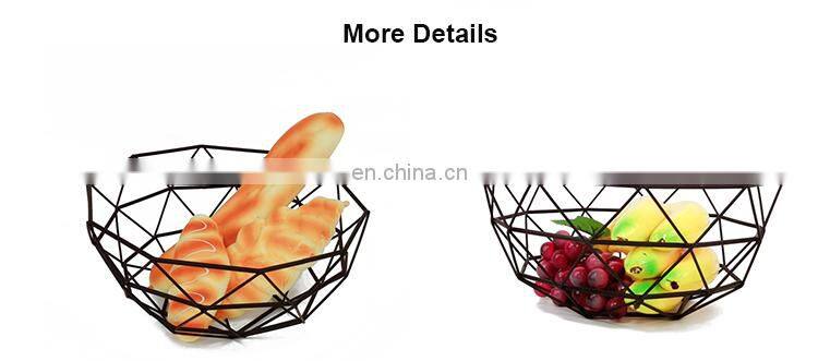 Home Modern Kitchen Basket Round Iron Wire Storage Food Organization Holder Metal Fruit Mesh Basket