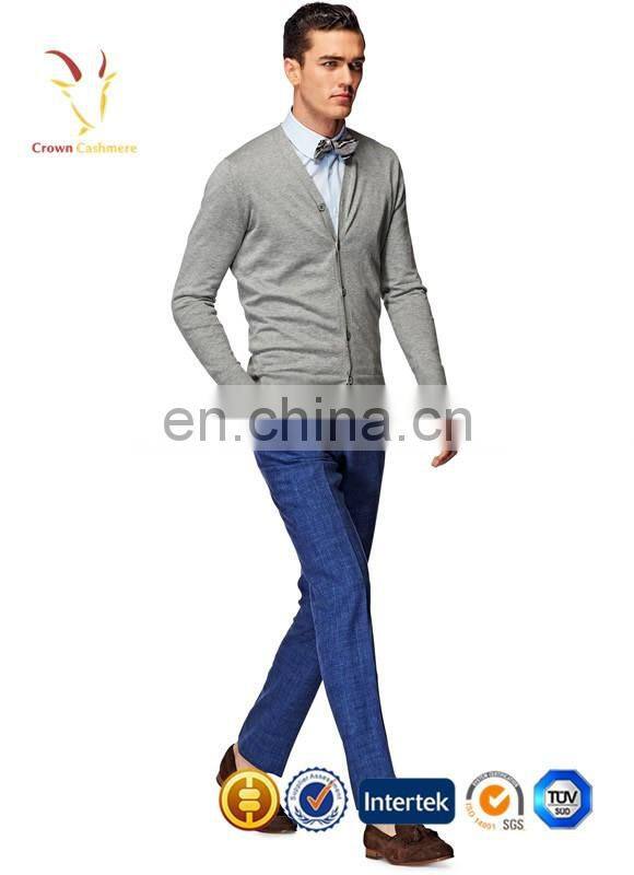 Mens Designer Suits Grey V Neck Cardigan Sweater Cashmere Cardigans