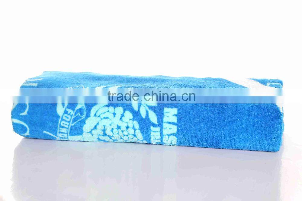 China towel manufactory pure cotton velour reactive printed custom label beach towel
