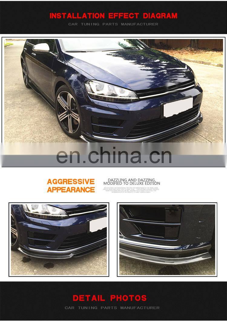Carbon Fiber Front Bumper Lip for Volkswagen VW GOLF VII 7 MK7 R R-LINE 14-17