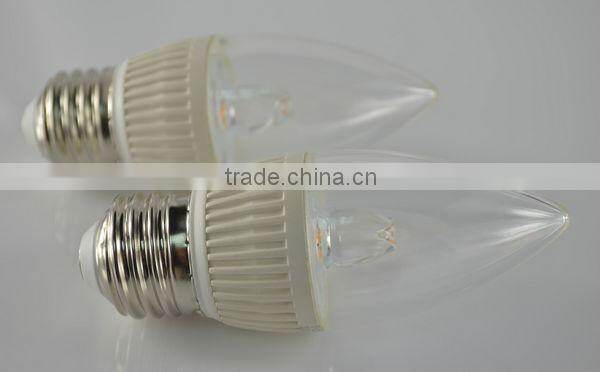 Warm white E27 E12 E14 clear LED Candle Bulb 3W