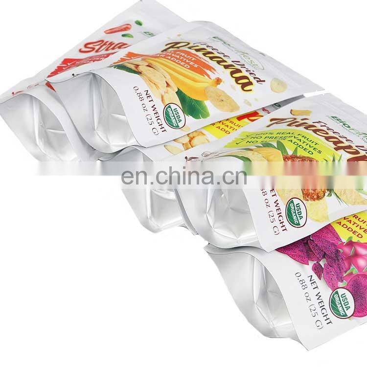 Custom Eco Friendly 30g Dried Fruit Nut Strawberry Potato Chips Packaging Stand Up Zipper Plastic Packing Bags For Food