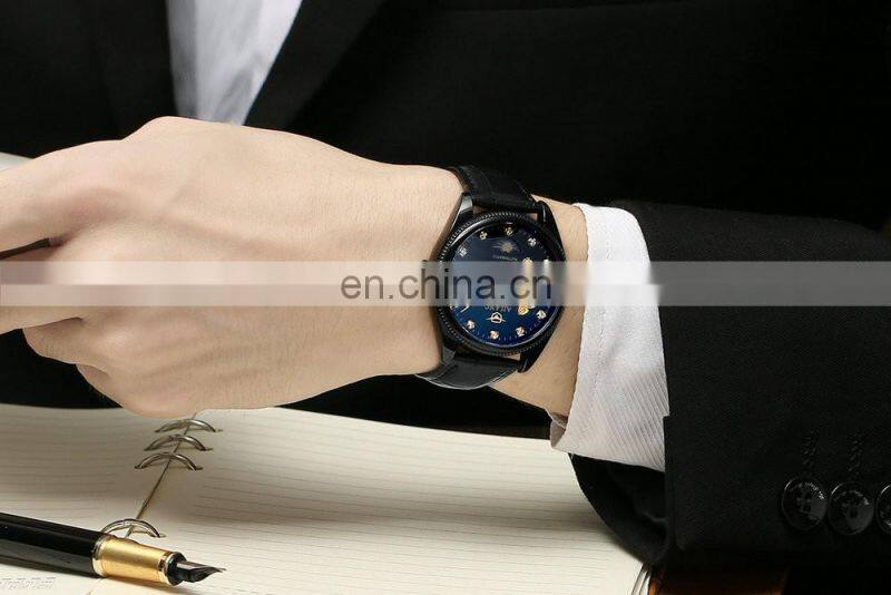 AILANG 8503G Luxury Hardlex Diamond Watch Automatic Mechanical Leather Band Wristwatch Diamond Decoration Men Watch