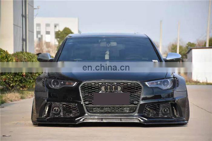 Runde Perfect Fitment For Audi A6 S6 RS6 Upgrade Carbon Fiber Wide Body Kit Front Bumper Lip Wide Wheel Eyebrow Spoiler