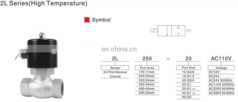 SNS 2L Series pneumatic solenoid valve 220v ac for high temperature