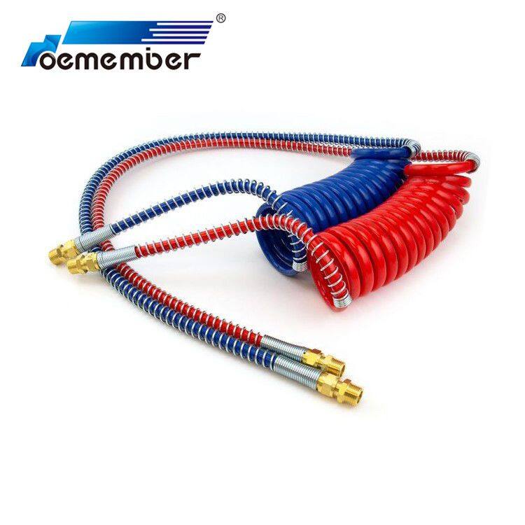Heavy Duty Truck Brake Part 15" Red and Blue Coiled Nylon Air Line Hose Set