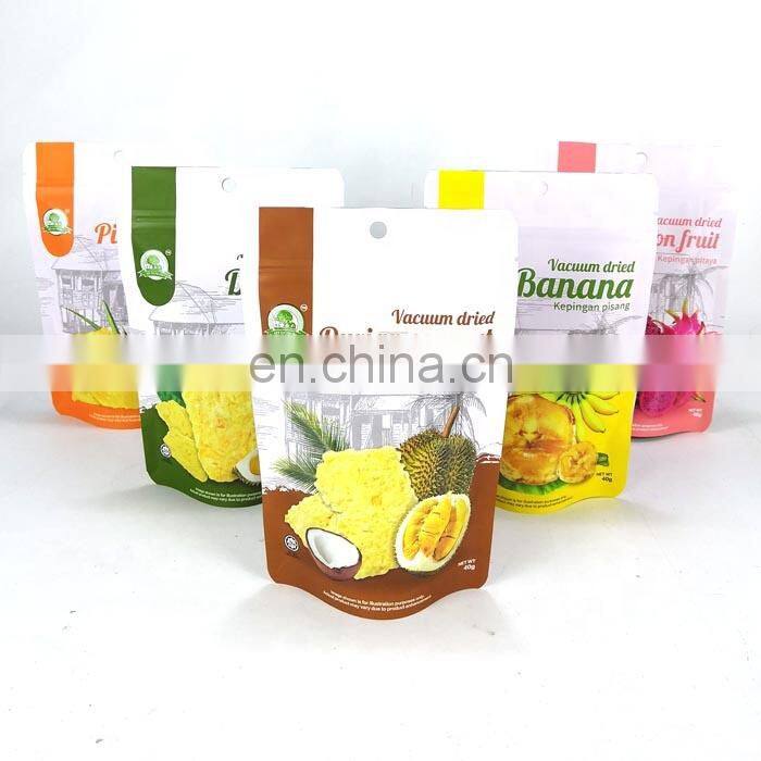 OEM Zip Lock Aluminum Stand Up Pouch Custom Print Snack Mango Vacuum Seal Bag Dried Fruit Food Packaging Bag