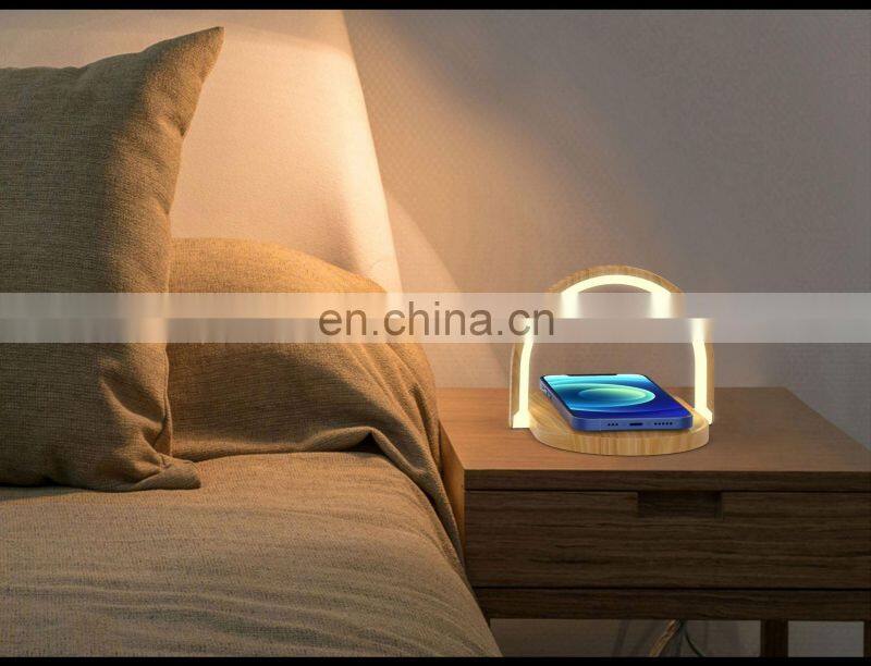 15W Fast Wireless Charger Table Lamp For iPhone X XR XS Mobile Phone Charging Holder Night Light Pad Phone Stand Desk Lamp