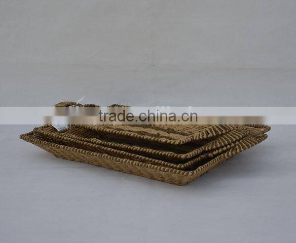 set of 4 rectangular wholesale paper rope woven egg tray