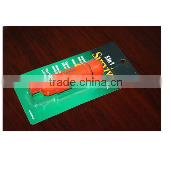 outdoor survival kits gears with Whistle;Compass;Flint;Mirror;Storage tank 5in1