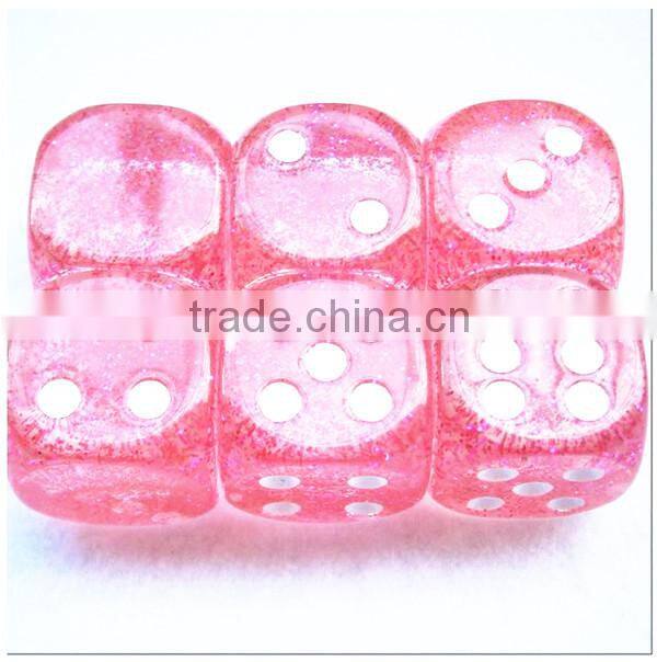 pink lovely delicate custom 6 sided logo dice decoration