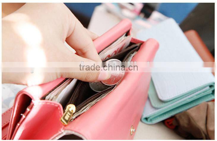 New Arrival Mixed Colors Crown Cute Leather Lady Clutch Purse Women Walllet With Strap