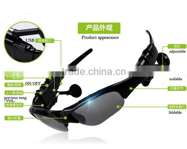 Wireless Flip-up Bluetooth Sunglasses Headset Stereo MP3 Music Glasses Earphone Headphone for Phone Hands-free / Tablet PC