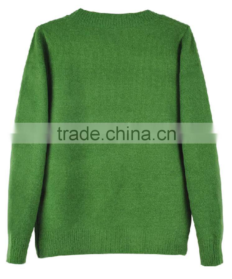Winter knitting wear lady Christmas tree green fashion wool pullover sweater