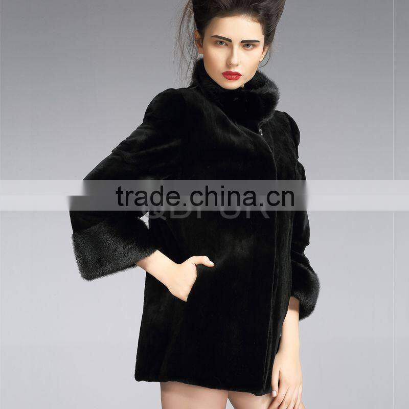 QD29212 Lady Mid-long Whole-hide Rex Rabbit Fur