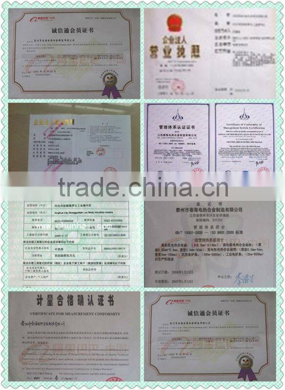 High resistance nichrome Model Cr20Ni35 0.8mm 1100 degree centigrade alloy strip