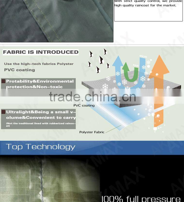 Outdoor Olive Green Military Raincoat Police Rain Poncho With Tents Purpose