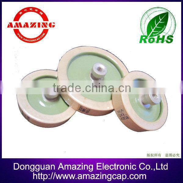 High Voltage Class 1 Ceramic Capacitor 20kV 500pF, Doorknob, Screw Terminal Mounting