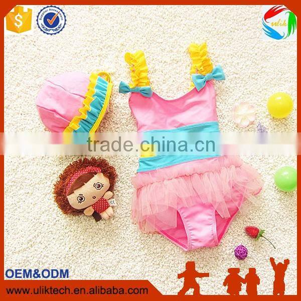 2016 New design kid swimming suit for one piece girl swimwear whoelsale kid bathing suit (S025)