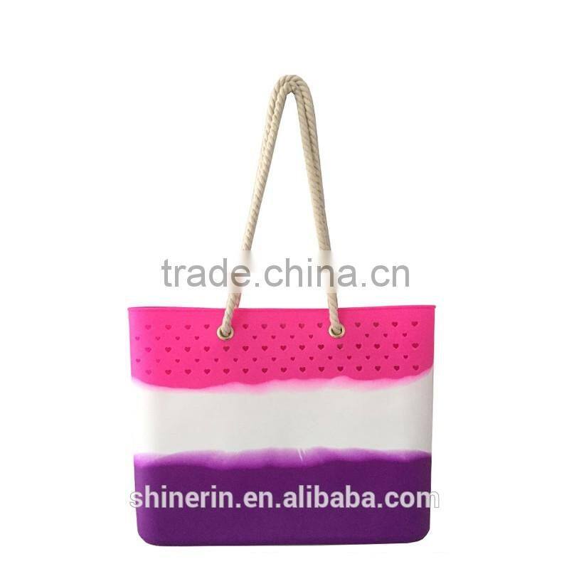 Shierin Silicone rubber waterproof women fashion handbags with rope handle