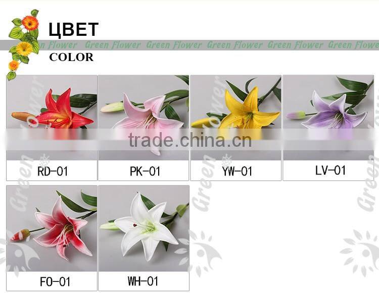 2016 Wholesale Multicolor Latex Artificial PU Flowers Lily Real Touch Bouquet Wedding Bridal Decor Display Flower