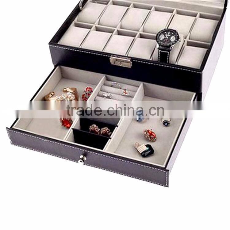 Custom PU leather Wooden Men Wrist Watch Storage Box Wholesale.