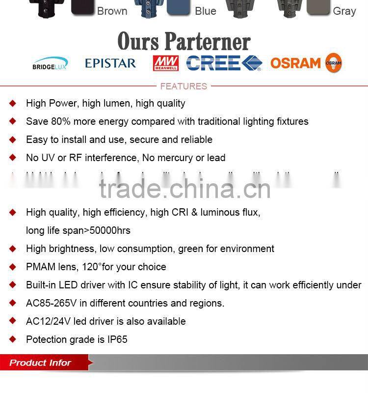 Outdoor IP67 waterproof bridgelux cob 180w high output led street light