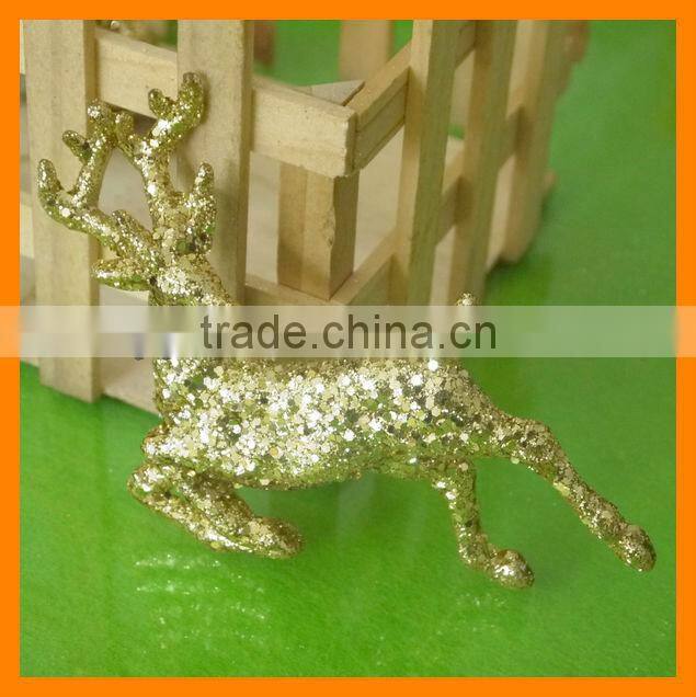 Plastic Deer With Silver Glitter For Christmas