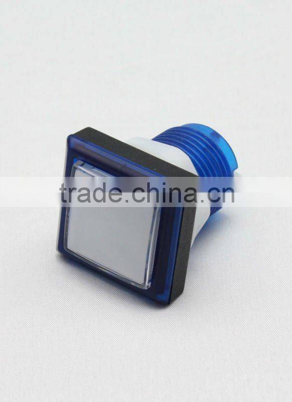 33mm square yellow plastic arcade push button switch electric pushbutton switch Momentary with LED light