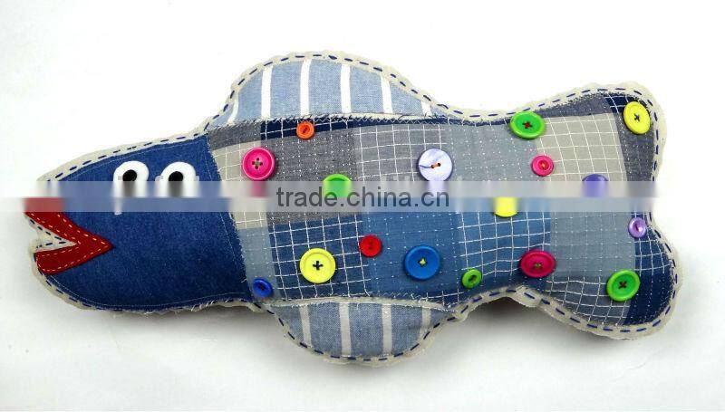 Sewed by hand stitch fish decorative chair cushion
