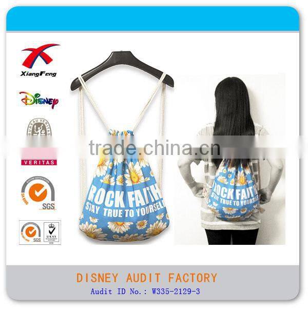 Fashion Foldable Drawstring Bag, Foldable Jute Bag, Printed Drawstring Bag