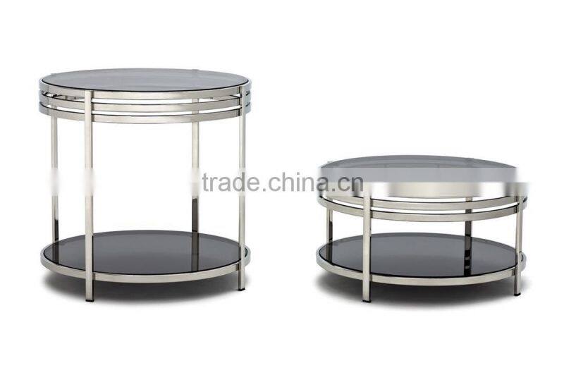 2 layer glass coffee table, round coffee table, Ula coffee table CT-012