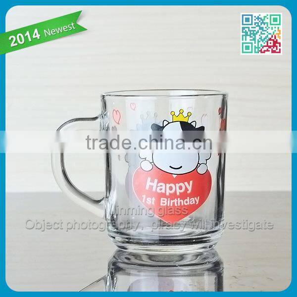 Cartoon Cow Logo Glass Milk Mug Kids Favor Drinking Milk Glasses Promotional Kids Milk Mug