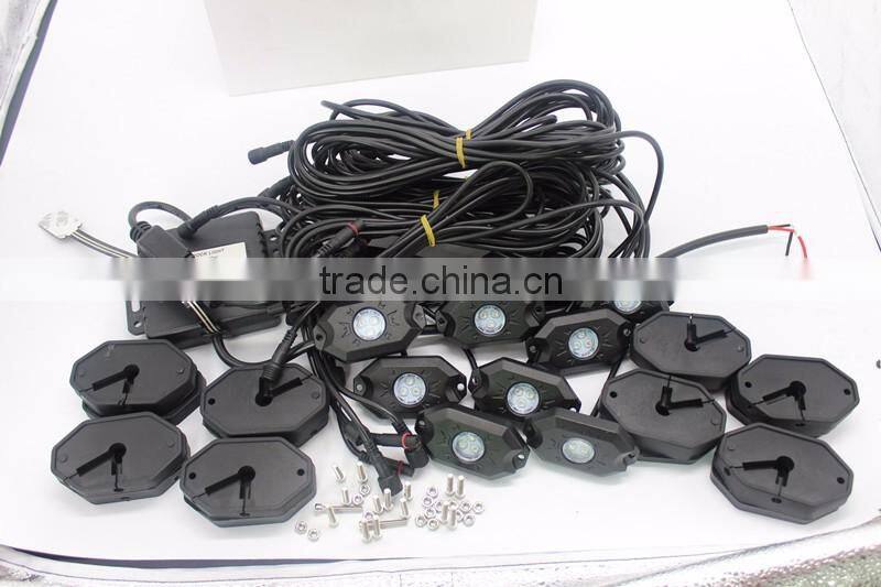 8PCS RGB C-ree LED Rock Light tail Fender Under Under Car Decorative Offroad RGB Light with Bluetooth Controller