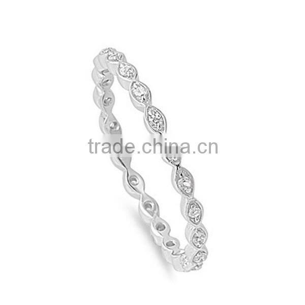 Excellent 925 Sterling Silver Thin Design Zircon Eternity Ring