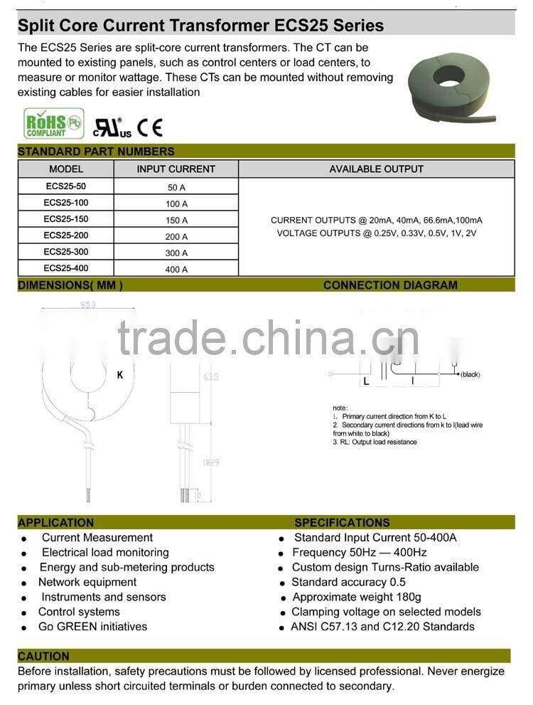 Factory Price UL CE Split Core CT, Split Core Current Transformer, Clamp-On Current Transformer