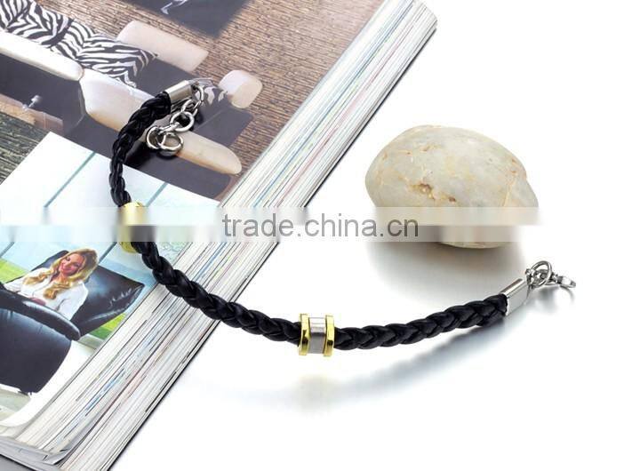 NSSL136 Originality lobster clasp stainless steel leather bracelet