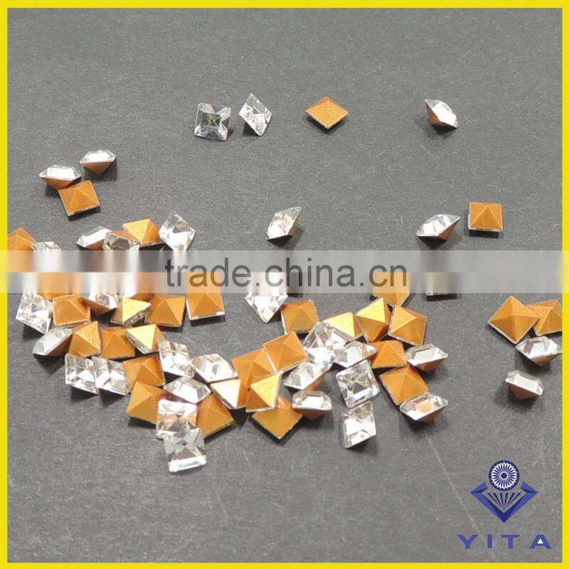 Square pointed back 4*4mm white glass crystal fancy stones for diy design decoration