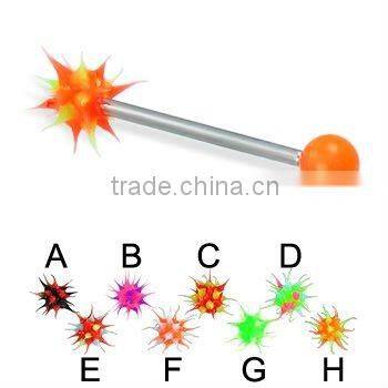 Tongue Ring With Silicone Koosh Ball