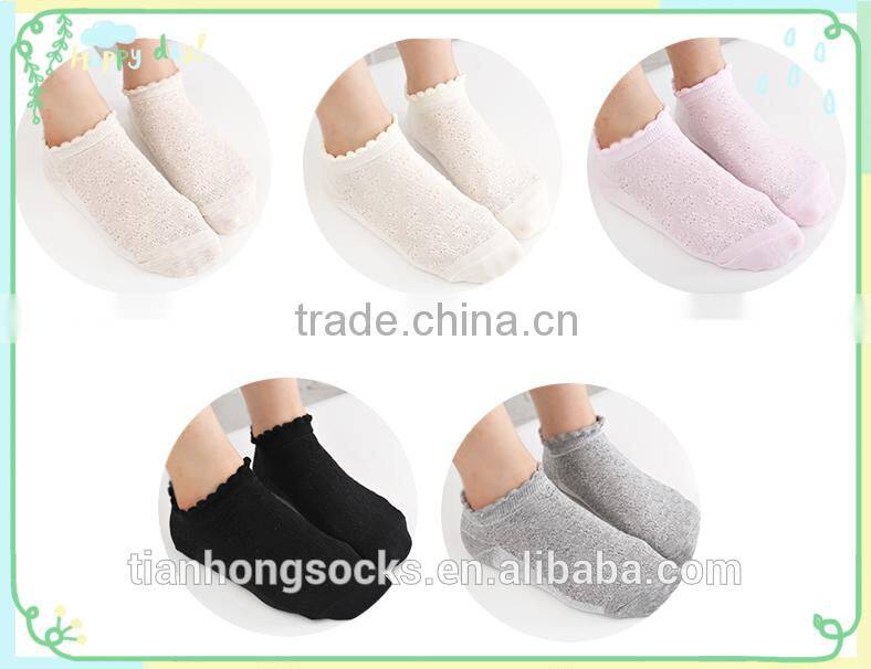 South Korea hot selling spring short tube sweet pure color mesh cotton socks for girls