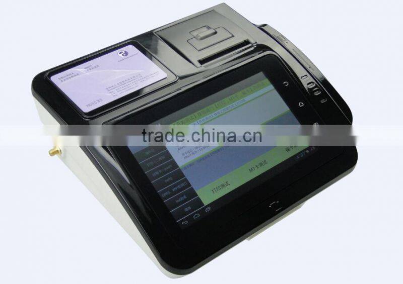 wireless 7' android rfid pos with barcode reader/finger printer/card reader/bluetooth pos terminal