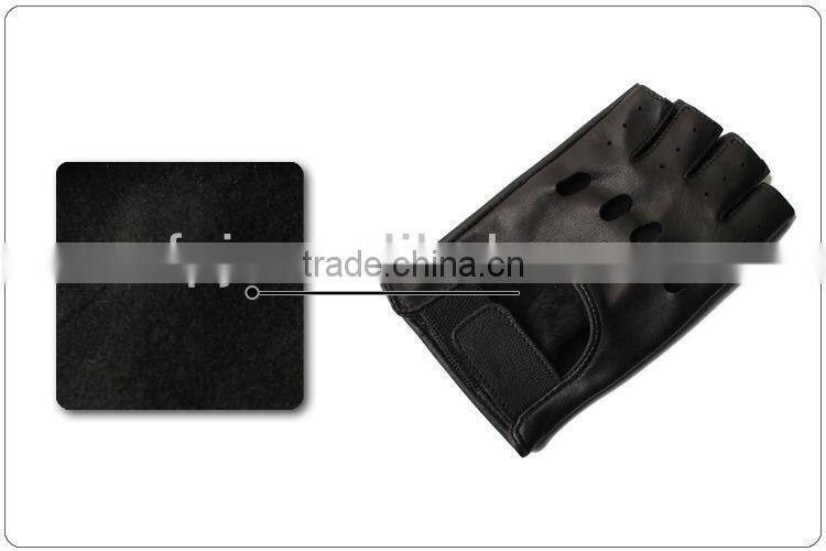 custom sheepskin cool fingerless leather cycling glove