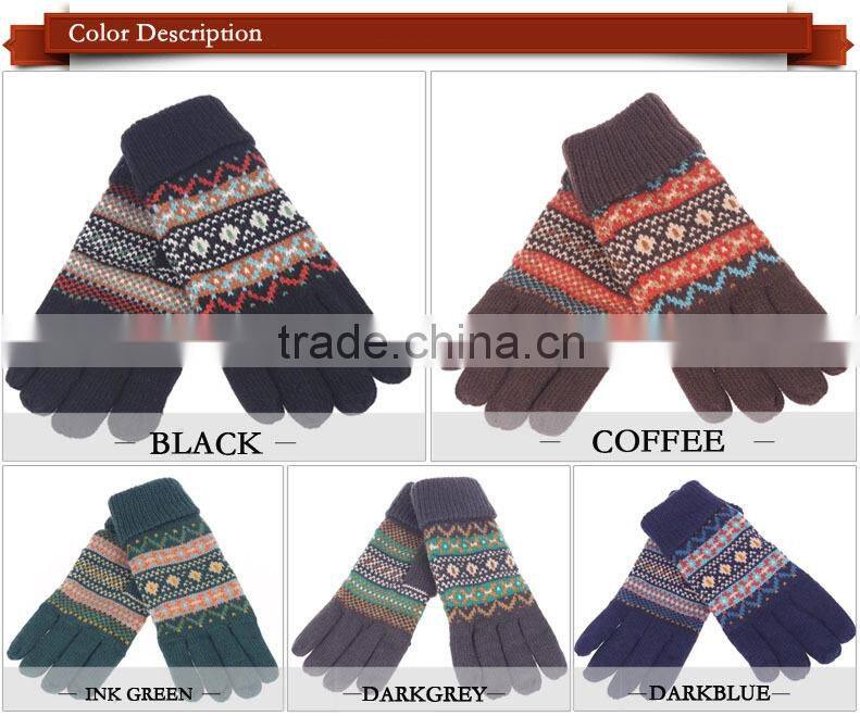 2015 new design winter warm Double pile thickening knitted men's glove